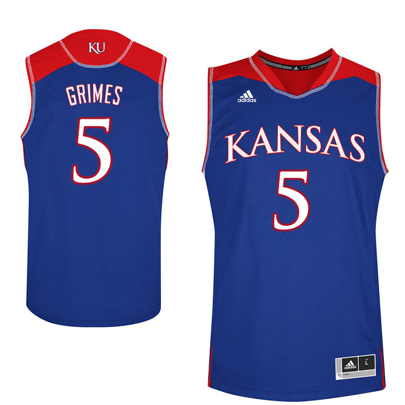 Men #5 Quentin Grimes Kansas Jayhawks College Basketball Jerseys Sale-Blue - Click Image to Close